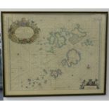 Antiquarian Map, The island of Scilly, Captain Greenville Collins, hand coloured, dedicated to '