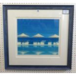 Reuben Colley, signed print 'Three Parasols' No. 274/275, mounted and framed.