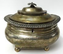 A Georgian silver tea caddy, approx 21oz, stamped Lambert, Coventry St London (with handwritten