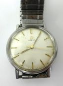 Omega, a gents stainless steel wristwatch, manual wind.
