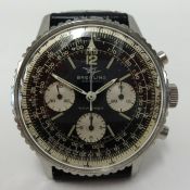 Breitling, a gents Navitimer wristwatch with black leather strap the back plate stamped 'Breitling