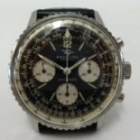 Breitling, a gents Navitimer wristwatch with black leather strap the back plate stamped 'Breitling