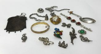A bag of various silver and other antique and later jewellery.