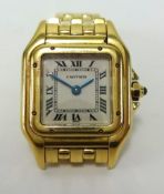 Cartier, a ladies 18ct gold wristwatch with roman numerals.