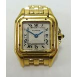 Cartier, a ladies 18ct gold wristwatch with roman numerals.