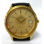 Omega, a gents Date De Ville wristwatch, with quartz movement, gold plated.