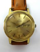 Omega, a gents automatic wristwatch, gold plated, quickset day date, model 1022, no 026931 circa