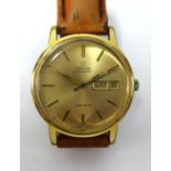 Omega, a gents automatic wristwatch, gold plated, quickset day date, model 1022, no 026931 circa