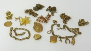 Various 9ct gold jewellery, approx 78gms (excluding filigree brooch).
