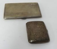 Silver rectangular cigarette case and another with chased decoration (2) approx 7.68oz