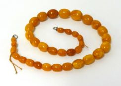 A small amber bead necklace, approx 22gms.