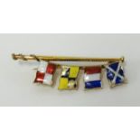 Benzie of Cowes, a 9ct gold signal hoist brooch (4 flags).