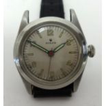 Rolex, a gents small size vintage wristwatch quarter arabic, the back plate number 225629,