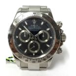 Rolex Cosmograph Daytona, a gents stainless steel chronograph wristwatch featuring a central