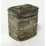 A small Georgian silver box with banded decoration, indistinct marks, approx 30gms, height 40mm