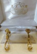 Pair of Chinese design earings, boxed, T.Z.YEH Jewellery.