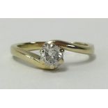 A white gold ring set with single diamond, finger size K.