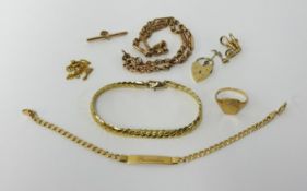 Various 9ct gold and other not hallmarked jewellery including a bracelet, necklaces etc. approx