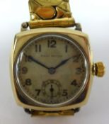 Rolex, a small gents gold cushion case Rolex wristwatch, the screw back plate stamped Rolex with a