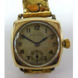 Rolex, a small gents gold cushion case Rolex wristwatch, the screw back plate stamped Rolex with a