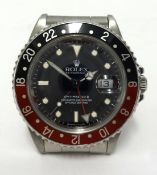 Rolex, a gents stainless steel GMT Master II Oyster Perpetual Date wristwatch.