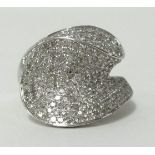 A 14k white gold and diamond set ring, overall diamond weight approx 1.75 carats. Finger size M.