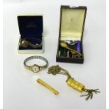 Accurist, a ladies gilt metal wrist watch, two other ladies wristwatches including Vertex and a