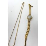 Corvette, a 9ct gold ladies wristwatch and a 9ct gold necklace (16.50gms)