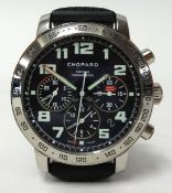 Chopard, a gents stainless steel wristwatch, Chronograph Chronometer the back plate with map of