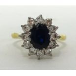 An 18ct sapphire and diamond cluster ring, with copy of insurance valuation , dated 2010 at £2,570.