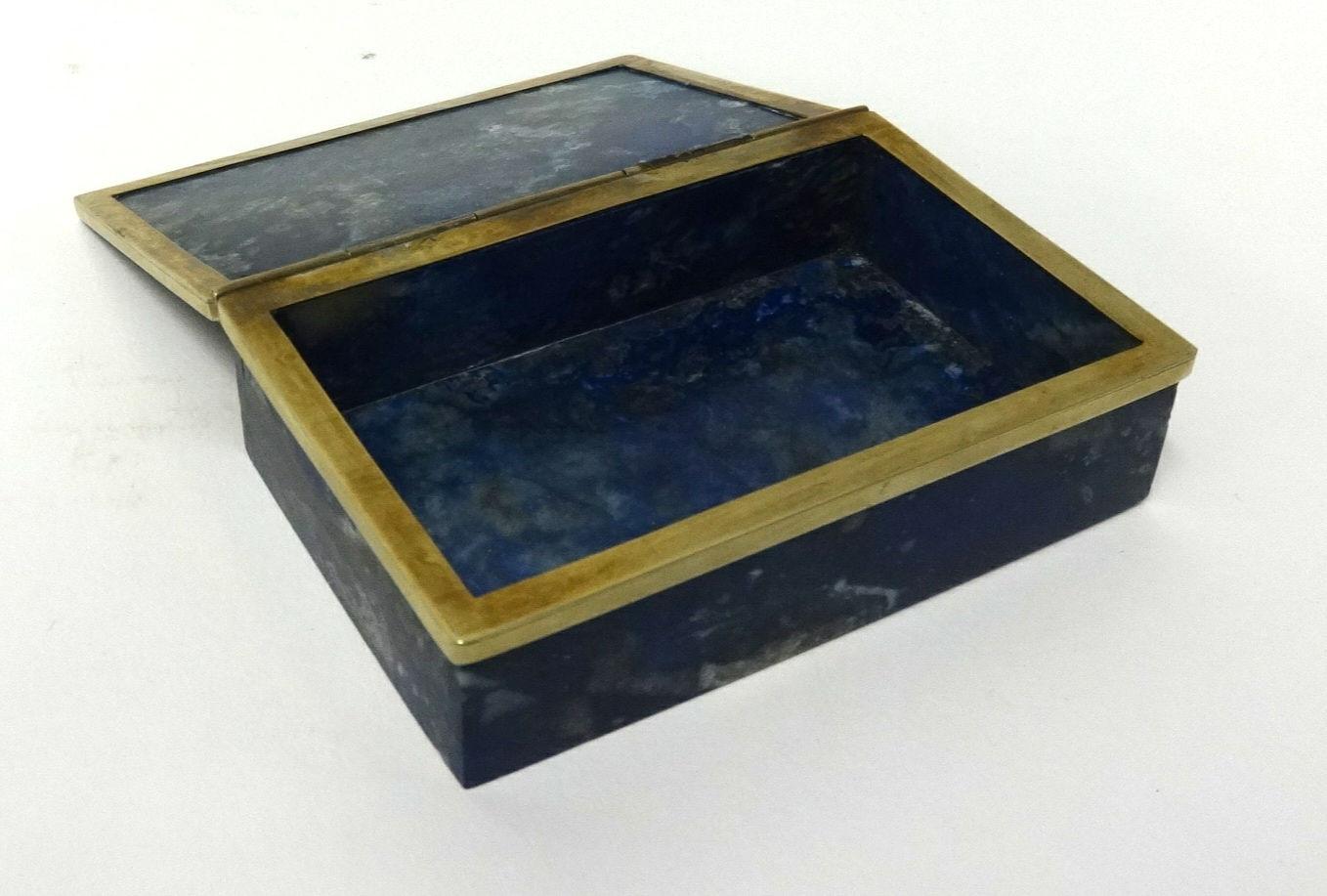 A lapis lazuli box with metal mounts,10cm x 7cm x 3cm. - Image 2 of 2