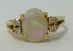 A14k pearl and diamond ring, finger size N.