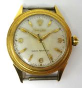 Rolex, a vintage gents wristwatch, inscribed 'Shock Resisting', no. 88113, in yellow metal, diameter