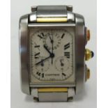 Cartier, a gents steel and gold chronograph wrist watch the back plate signed and numbered 2303