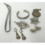 A small collection of various paste and costume jewellery.