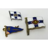 Benzie of Cowes, a Sterling silver signal flag brooch and two others including silver (3).