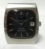 Omega, a gents Constellation Automatic Date stainless steel wristwatch, with dark green gloss dial