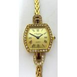 A.Barthelay, Paris, a ladies diamond, ruby and yellow gold quartz wristwatch.