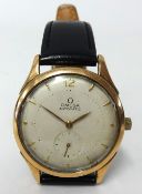 Omega, a gents vintage steel and gold wristwatch, automatic movement, sub second dial, leather