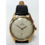 Omega, a gents vintage steel and gold wristwatch, automatic movement, sub second dial, leather