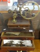 A German brass and steel watchmakers rounding-up tool with lathes and original box, late 19th/