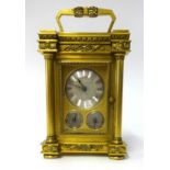 Brockbank & Atkins, London, an English brass cased carriage clock, key wind movement, with