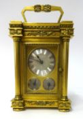 Brockbank & Atkins, London, an English brass cased carriage clock, key wind movement, with