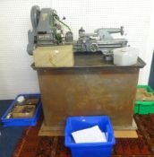 Myford Super 7, 3 1/2 inch Lathe, SK 96292 with table/ work base, associated Myford equipment,