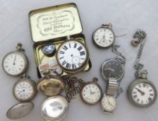 A quantity of watch dials, movements etc.