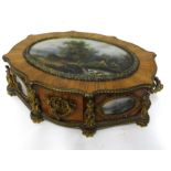 A fine quality 19th century French jewell box, decorated with five painted panels of landscape