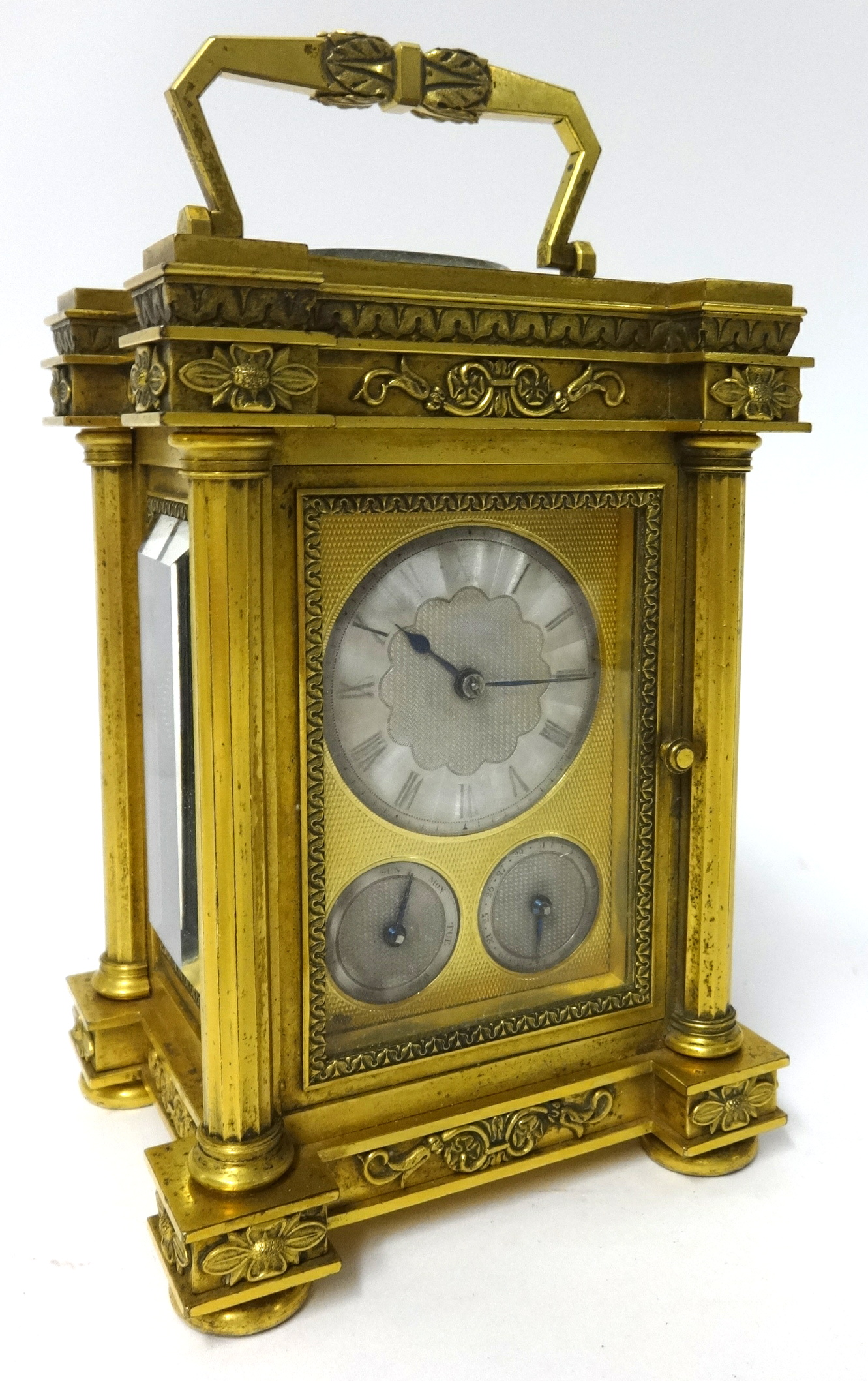 Brockbank & Atkins, London, an English brass cased carriage clock, key wind movement, with - Image 3 of 7