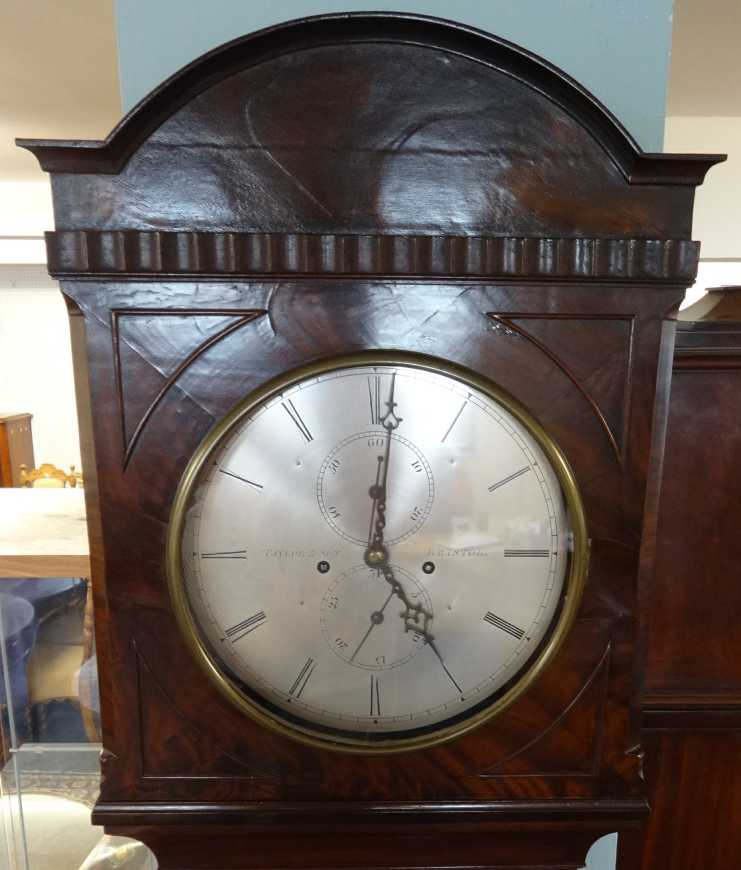 Taylor & Son, Bristol, an early 19th century flame mahogany Regulator Longcase Clock, the circular - Image 2 of 2