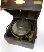 Barraud's, London, a mid 19th century mahogany cased eight day marine chronometer, signed 'Barraud'