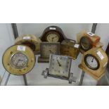 Collection of various small assorted mantle clocks (8)